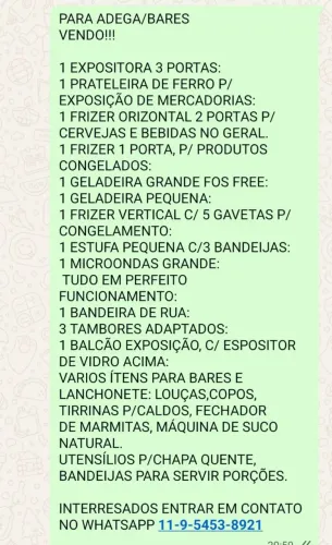 ITENS P/ADEGA/BAR/ OU LANCHONETE: