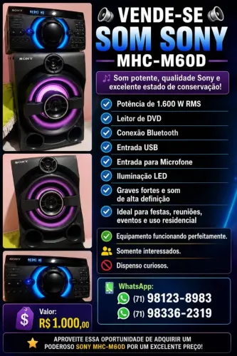 VENDE-SE SOM DA SONY DE 1600W
