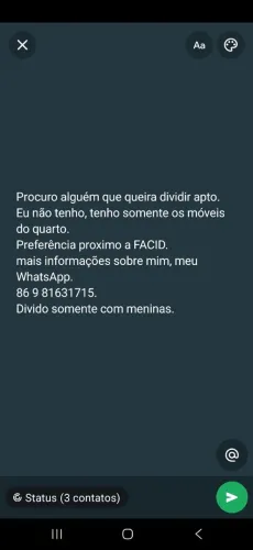 Procuro MENINAS pra dividir apto