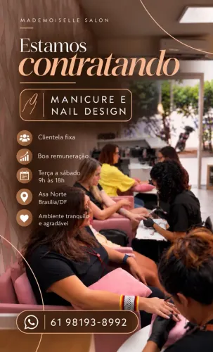 Estamos contratando manicure e nail design 