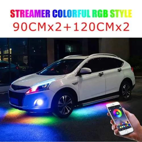 4 Barras Led Neon rgb para colocar embaixo do carro controle por Aplicativo