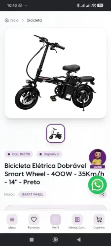 Bicicleta Elétrica Dobrável Smart Wheel - 400W - 35KM/H - 14" - Azul
