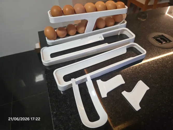2 Suportes Para 15 Ovos Com Rolagem Automática Desmontáveis Branco Suporta Até 30 Ovos