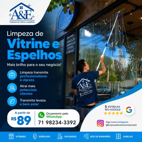 Limpeza de vitrines e espelhos em Salvador e região