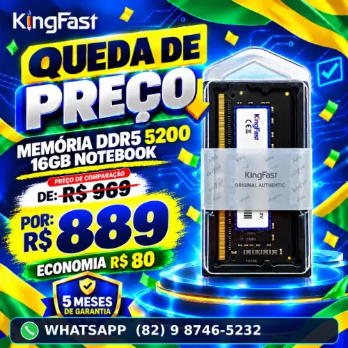 Memória DDR5 16GB 5200MHz Notebook - Entrega Gratis