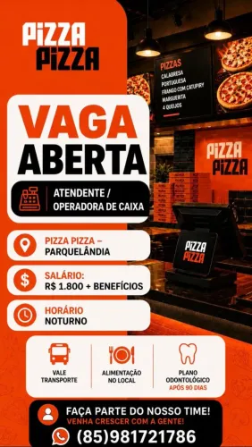 Atendente/Operadora de Caixa - R$ 1.800 + Benefícios - Parquelândia
