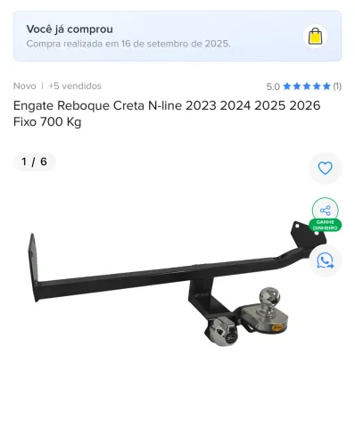 Engate reboque Creta 2023 ao 2026
