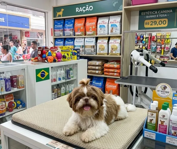Shitzu macho  branco com chocolate 