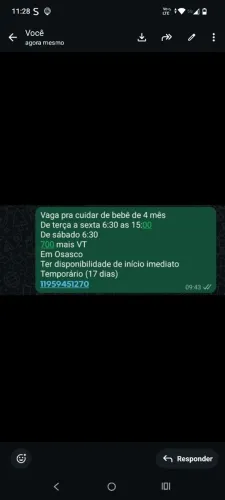 Vaga de babá 