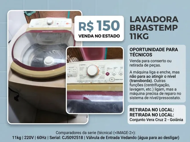 Brastemp 11kg No Estado Para Peças Ou Conserto