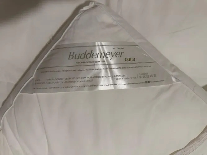 Pillow Top Casal Buddemeyer Gold 7cm 233 Fios 100% Algodão - Na Bolsa<br>