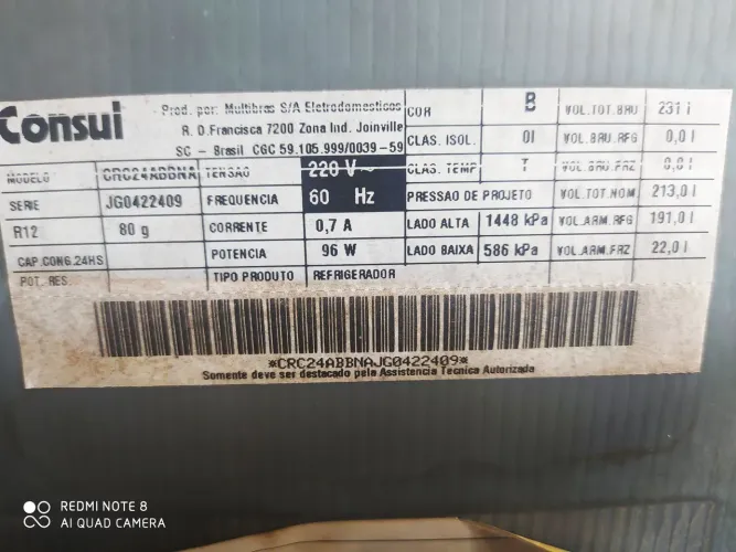 Geladeira Consul semi nova 350 Reais