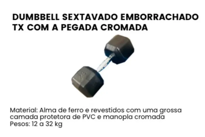 DUMBBELL SEXTAVADO EMBORRACHADO TX COM A PEGADA CROMADA