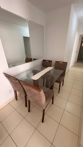 Mesa de jantar 4 cadeiras tampo de vidro
