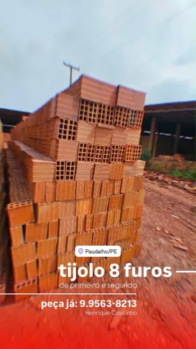 Tijolos 8 Furos direto da Fábrica