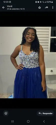  Vestido azul royal, usado só 1 vez, impecável, ideal para 15 anos/18 anos/formatura