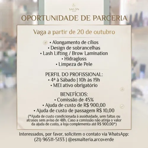 Vaga para Embelezamento de olhar