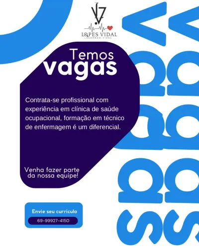 Vaga de emprego na área da saúde ocupacional 