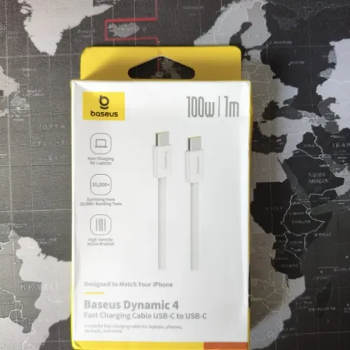 Cabo Usb-c 100w Baseus Original Turbo Nylon Trançado 1 Metro