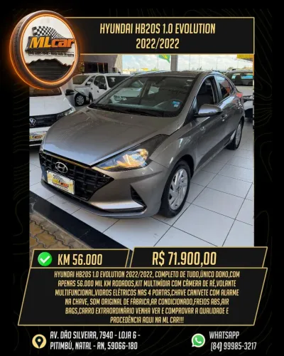 Hyundai HB20S Evol. Bluelink 1.0 Flex 12 MEC 2022