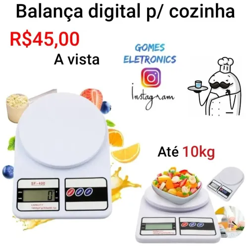 Balança digital ate 10kg para cozinha, alimentação, venda (Loja fisica)