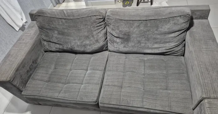 2 Sofás Chenille cinza 2 lugares 1,80 e 2 m