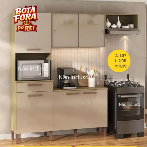 PROMOÇÃO URGENTE - Armário Cozinha Atuale Pop com 6 PORTAS + Gaveta apenas 12x de R$79,90