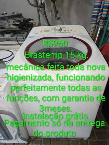 Vendo máquina de lavar Brastemp 15 kg, cesto em inox, garantia de 3meses,R$950.Itajai.