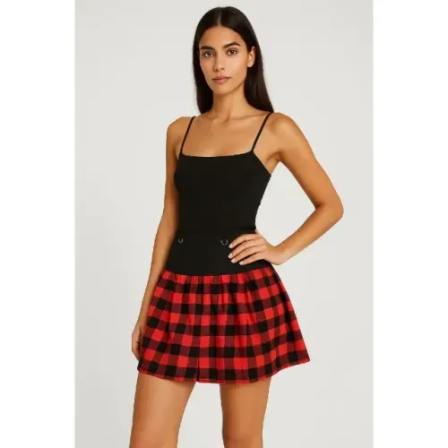 Saia Rodada Com Bolso Lateral Saia Xadrez Modelo Pequeno meninas
