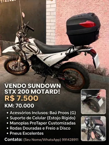 Motocicleta Sundown STX 200 Cc com acessórios 