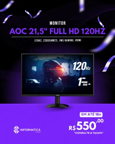 MONITOR AOC 21,5 POL, FHD, 120HZ