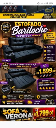 Sofá retrátil e reclinável novo 