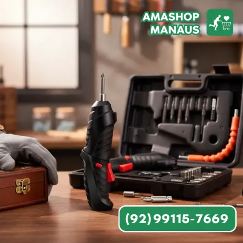 Chave de Fenda Elétrica 3.6V com Kit de Acessórios - Parafusadeira Sem Fio Recarregável