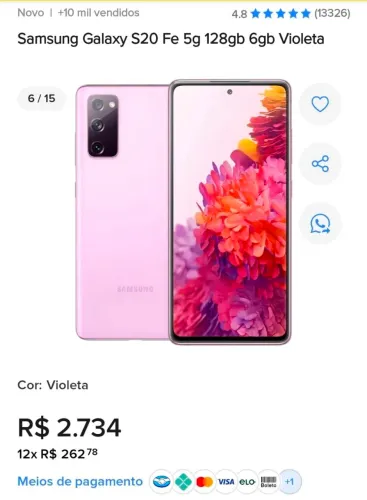 SAMSUNG S20 FE 5G 128GB ZERO!!!