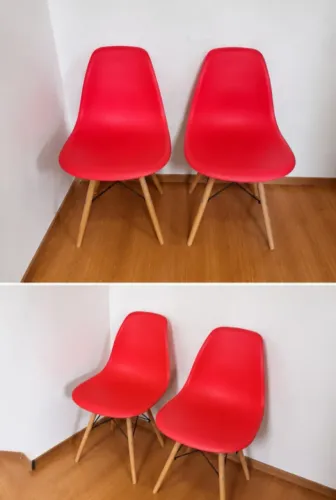 Par de Cadeiras Eames Eiffel Vermelhas - ótimo estado (mudança)