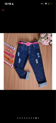 Calça Jeans Feminina Infantil de Menina Destroyed 10 anos