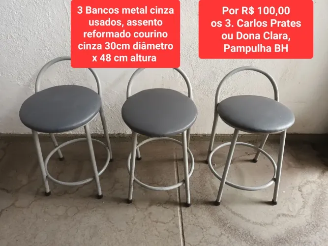 3bancos metal cinza