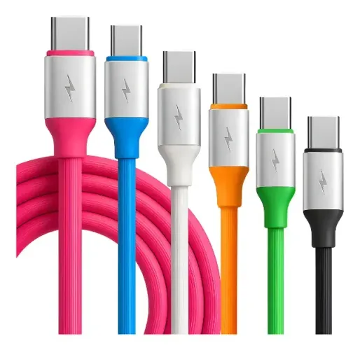 10 Cabo Carregador Rápido Silicone 2 Metros Colorido Tipo C tipo