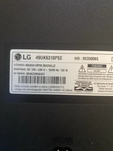 TV LG 49UK6310PSE display quebrado