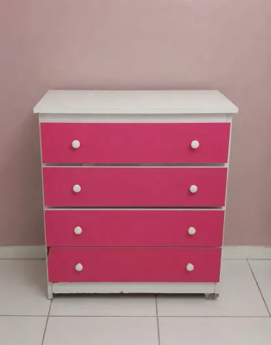 Cômoda rosa + prateleira