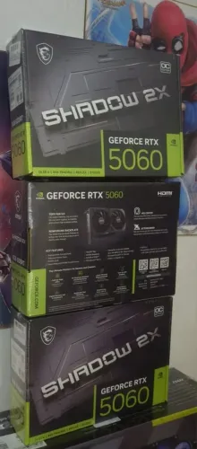 placa de video msi 5060 geforce rtx shadow 2x oc 8gb nova lacrada nota e garantia