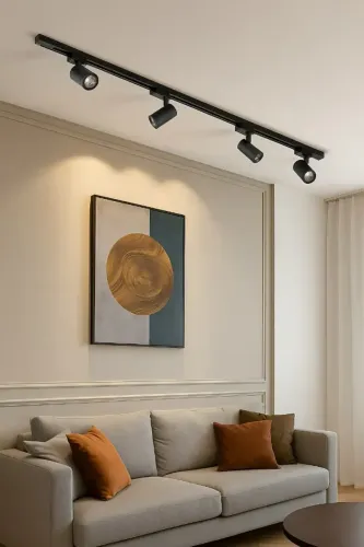 Trilho de Iluminação Completo - Preto Fosco | 2 Metros + 8 Spots NOVO