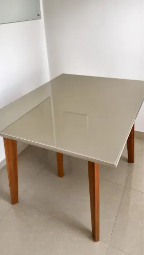 Mesa de Jantar 1,20 Tampo de Vidro OPORTUNIDADE