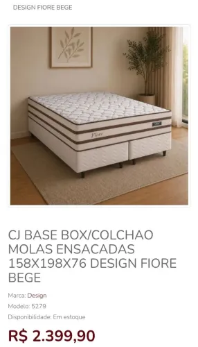 Conj Base Box/Colchão Queen 158x198 Designe Fiore/Super Oferta/Estoque Limitado/