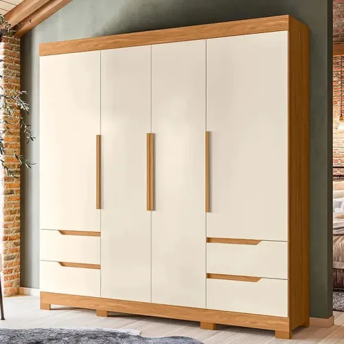 Guarda Roupa Vivara Casal 4 Portas 4 Gavetas p65