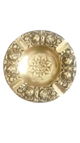 Cinzeiro antigo de bronze desenhos florais