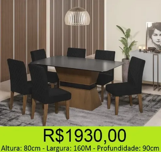 Mesa de jantar com 6 cadeiras