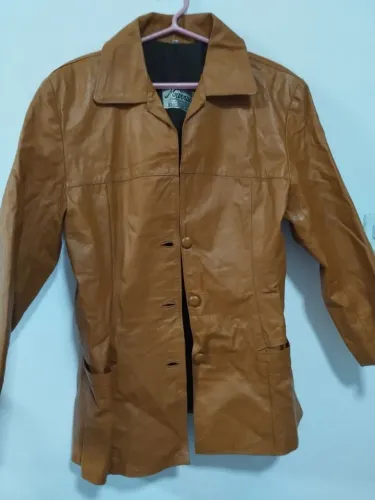 Jaqueta de couro marrom vintage _ excelente estado tamanho G