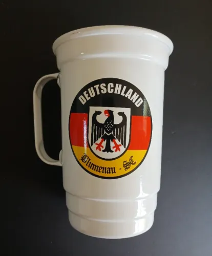 Caneca Branca de Alumínio Oktoberfest Blumenau - SC Térmica - 500ml Alemã