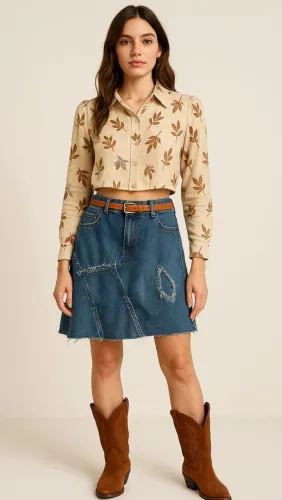 Saia Jeans e Cinto Revanche tam 40
